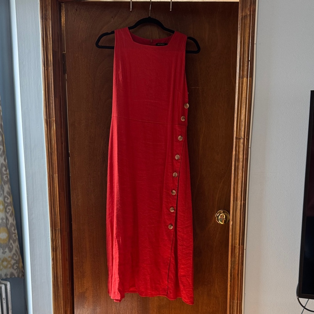 Adorable Red Linen Dress